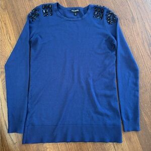 Express Navy Sweater with Embellished Shoulders